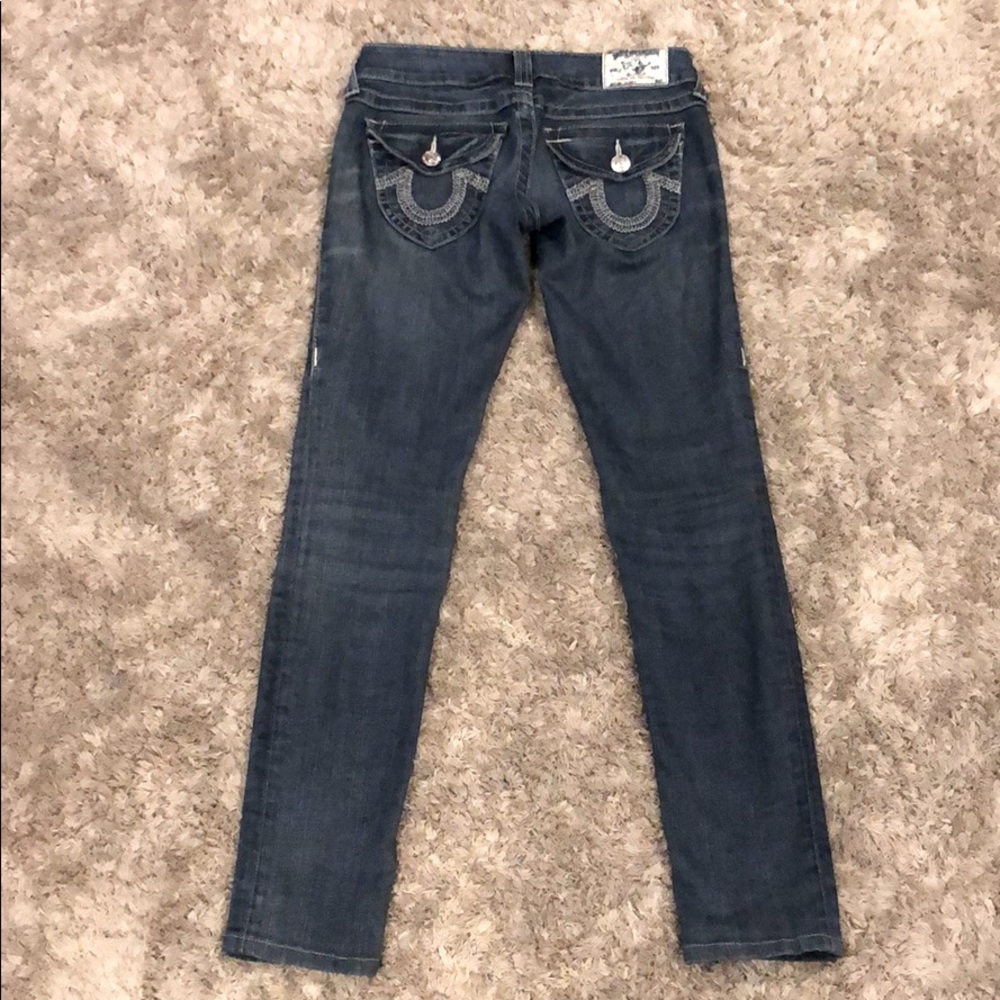 True Religion Embroidered Distressed Skinny Jean